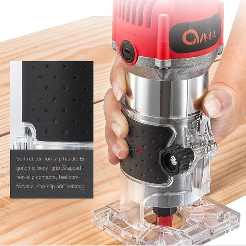 20000rpm Woodworking Electric Trimmer Wood Milling Engraving Slotting Trimming Machine Hand Carving Machine Wood Router 6.35MM