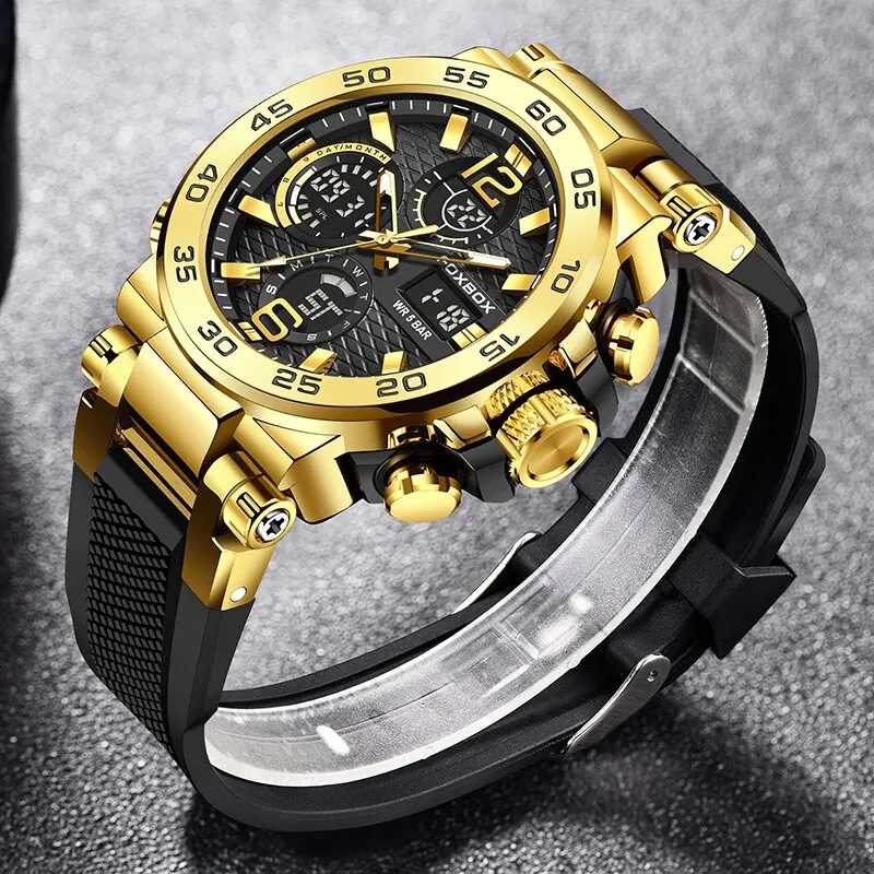 FOXBOX Business Watch Men Fashion Diver Watch Men Top Brand Luxury Sport cronografo militare impermeabile Relógio Masculino + BOX