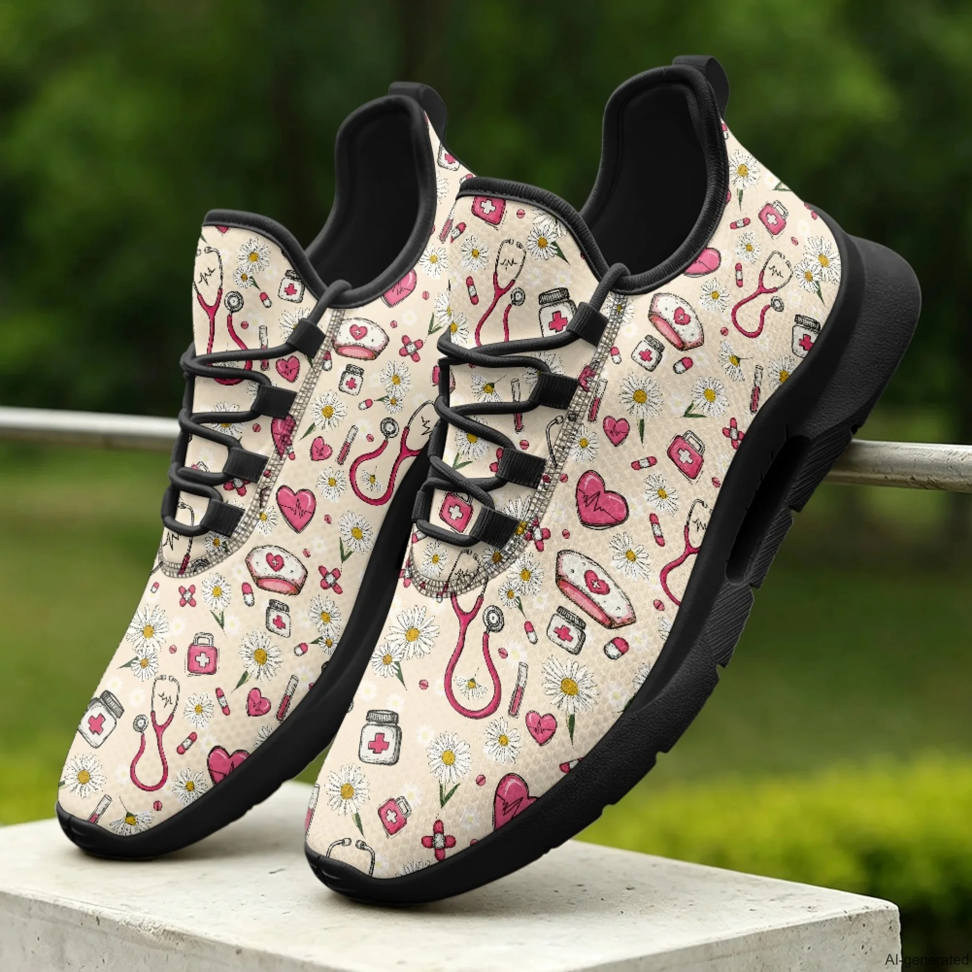 XIXIRIMIDO Tenis Feminino Lace-up Casual Shoes Nurse Sneakers Man Shoes Nurse Pattern Women's Sneakers and Casual Shoes 35-48