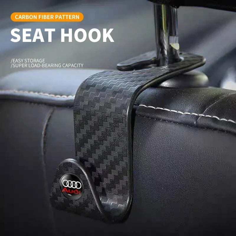 Carbon Fibre Car Seat Headrest Hook Auto Back Seat Organizer Bracket For Audi Sline A3 A4 B8 8P B9 8V B6 A5 B7 A1 A6 C6 Q3 Q5 C7