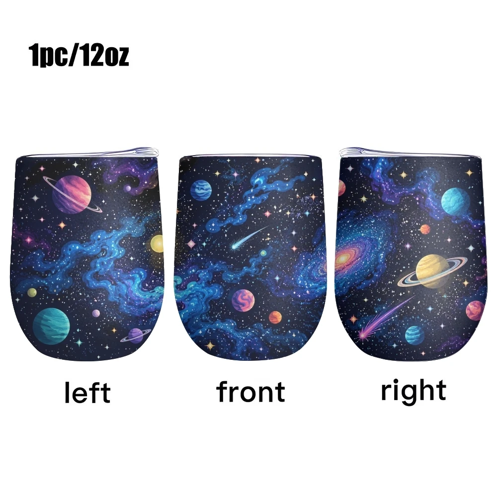 Cool Vast Starry Sky Vacuum Flasks 12oz Insulated Wine Tumbler Vacuum Coffee Mug Egg Shape Thermos Cup