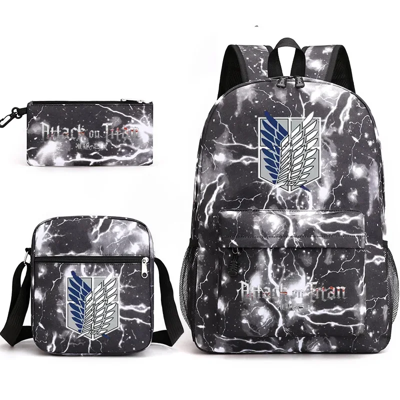 Attack on Titan EREN MIKASA Backpack Schoolbag Shoulder Bag Pencil Case Gift for Kids Students