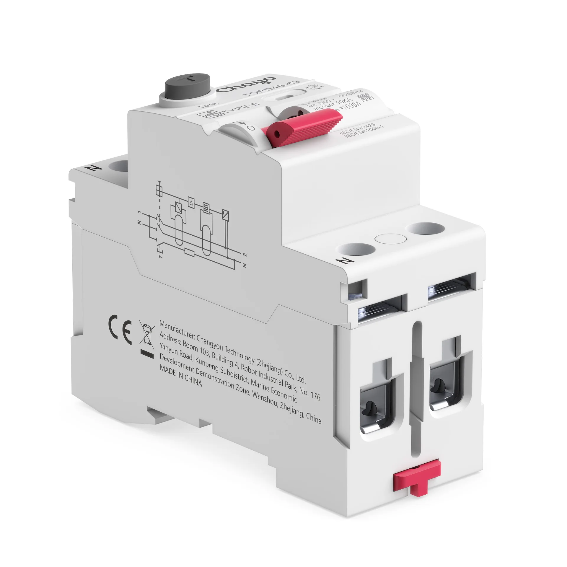 Evse 2P 4P AC 40a 63a 30ma 100ma 300ma 10KA Din Rail 230V TONGOU RCD RCCB Type B Earth Leakage Residual Current Circuit Breaker