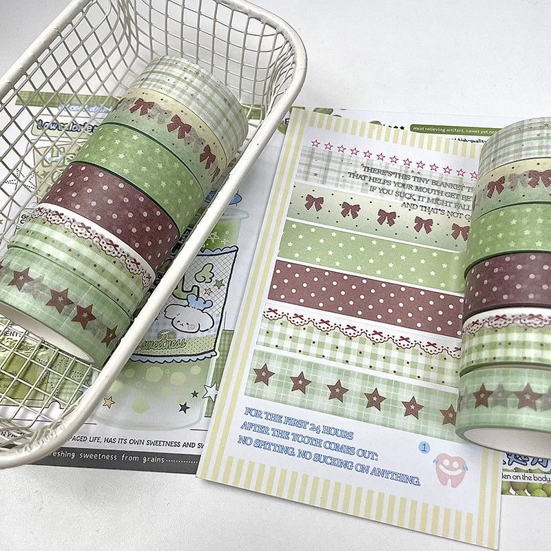 6pcs/lot Kawaii Decorative Paper Tape Set Washi Tape Pack For DIY Journals Hand Book Material School Office Stationery view 2