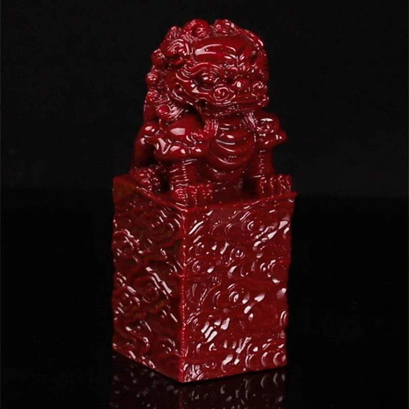 Cinnabar Lion Statue Seal Ornaments Town House Exorcism Home Office Decoration Gifts