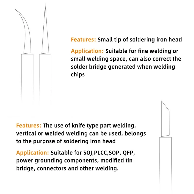 Heating Core Straight Pointed Curved Blade C210 Soldering Iron Tips Welding Iron Head for Tips C210 Handle