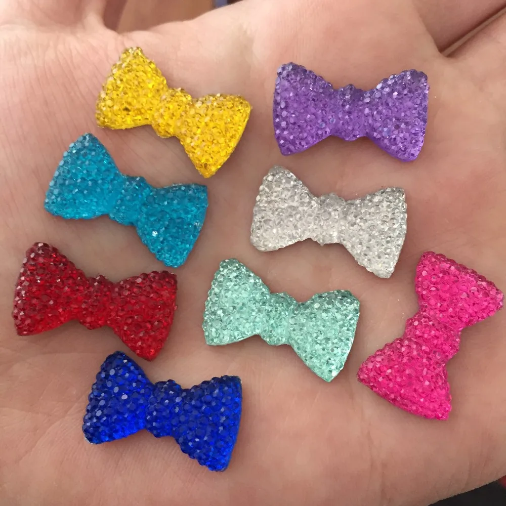 40 sztuk 12*20mm błyszcząca żywica kokardka Flatback Rhinestone księga gości ślubne zdobienie DIY aplikacja akcesoria do wyrobu biżuterii rzemiosło