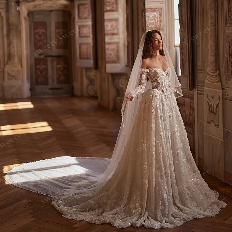 Luxury Wedding Dress Elegant Multi-Layer Lotus Leaf Yarn V-Neck Bead Wedding Gowns Crystal Lace Up Customized Vestido De Noiva
