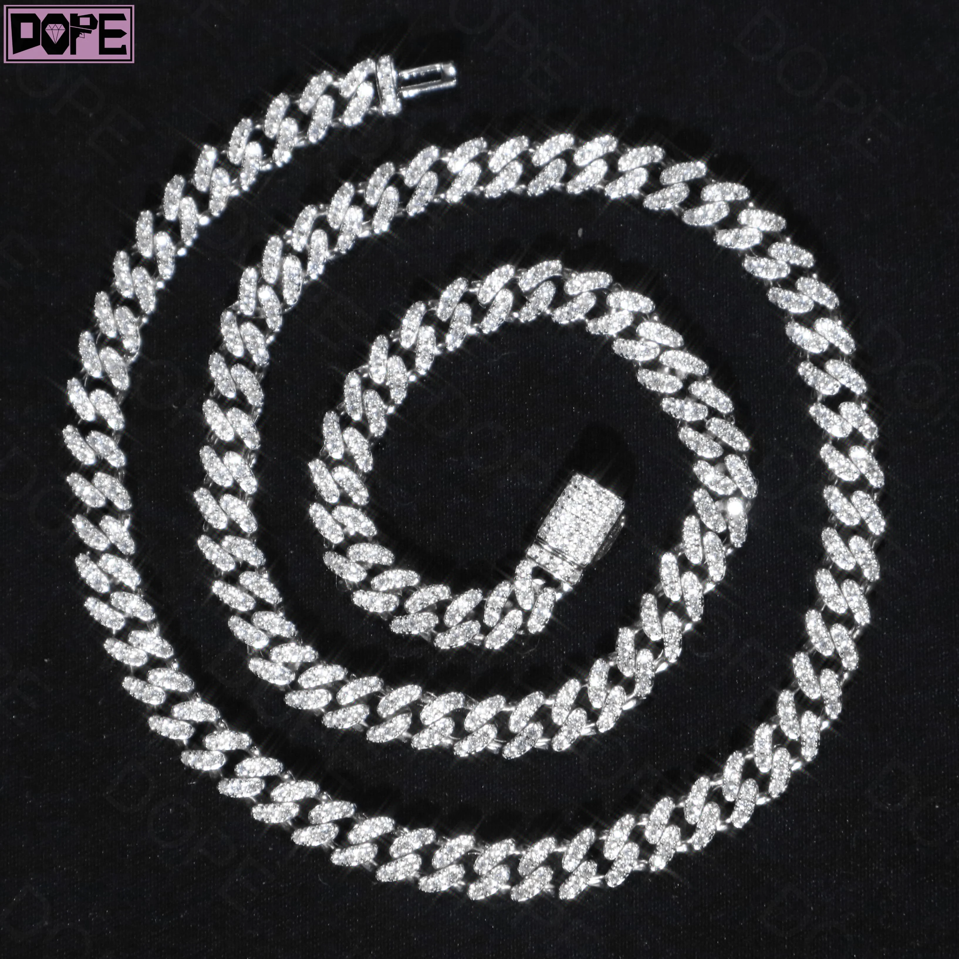 6mm Wholesale Cuban Link Chain Hip Hop Iced Out Men Small Size 925 Silver VVS Miami Moissanite Cuban.