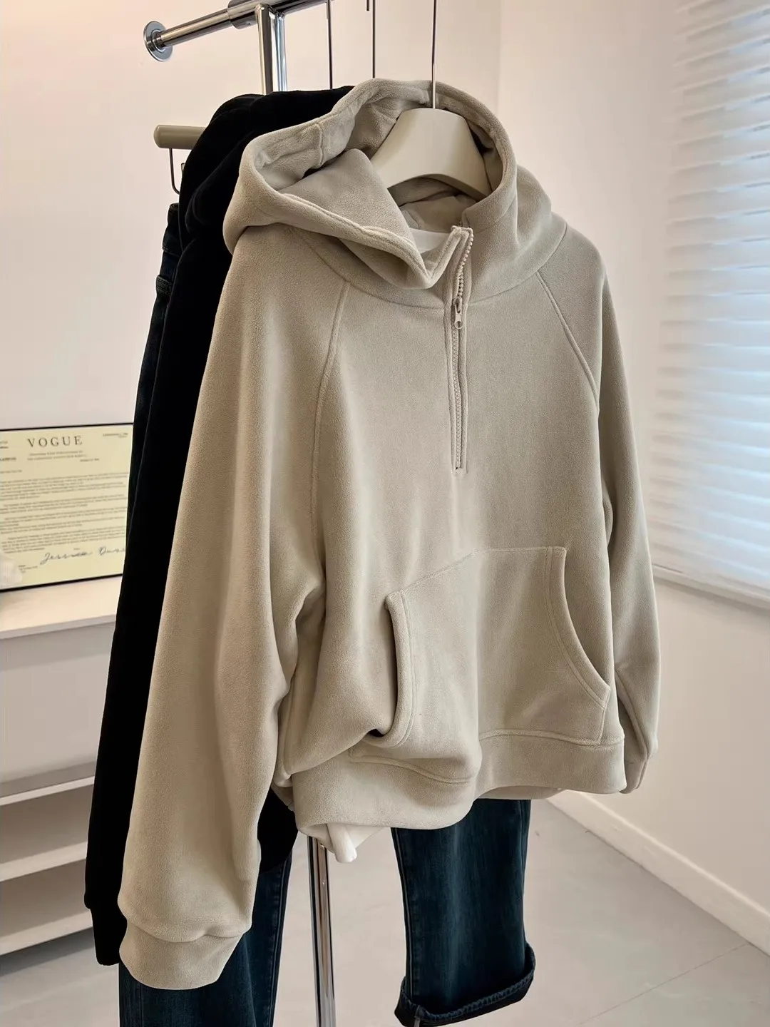 

Утепленная двусторонняя флисовая толстовка большого размера на молнии свободного кроя для женщин, осенне-зимняя, в уличном стиле