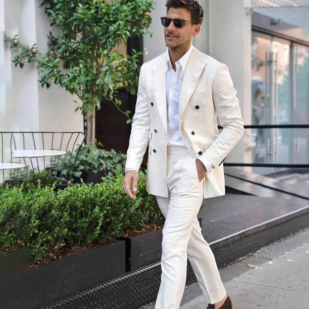 

Мужской льняной костюм-двойка Элегантный мужской костюм Комплект для мужчин Модные костюмы Полная одежда Мужская мужская осенняя одежда Мужской наряд Формальный