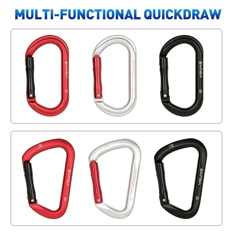 XINDA Outdoor wspinaczka skałkowa prosto Quickdraw sprężynowy brama karabińczyk aluminiowy chroń zestawy profesjonalne najwyższa jakość — zdjęcie 5