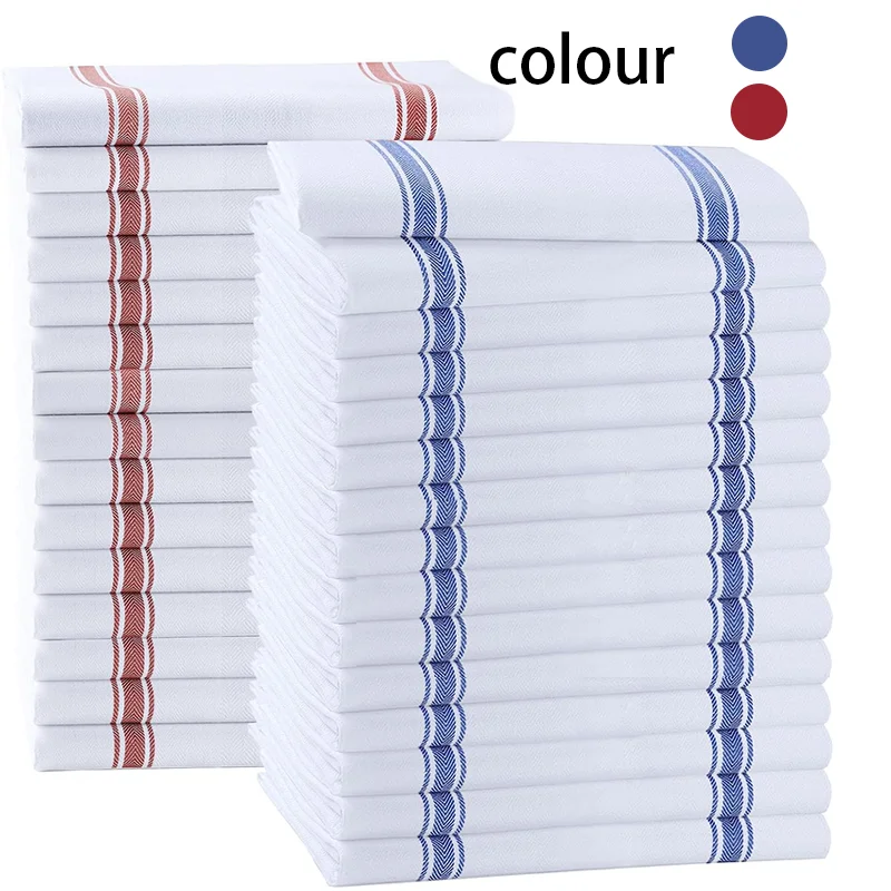 4/6/8/12pcs, 45×62cm, minimalist red and blue striped, knitted pure cotton absorbent cleaning cloth, perfect for kitchen use, household cleaning cloth, scouring pad