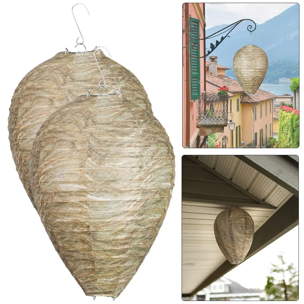 1-4Pcs Wasp Nest Decoy Hornet Deterrents Wasp Trap Non-Toxic Fake Nest Bee Decoy Beehive Lanterns Patio Garden Repellent Trap