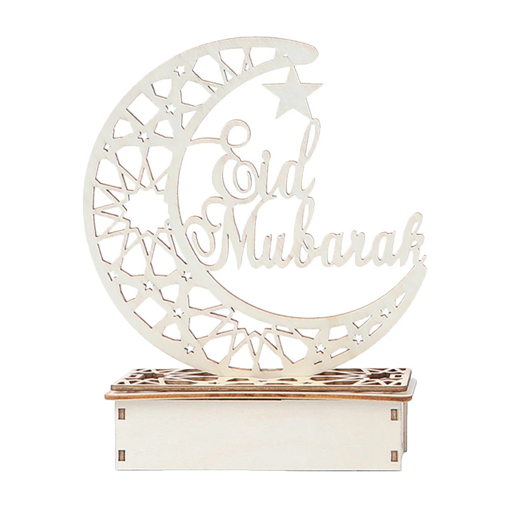 

Wooden Moon Night Lamp LED Lighting Ramadan Festival Decor Eid Mubarak Tabletop Light Home Party Store BedroomDecoration