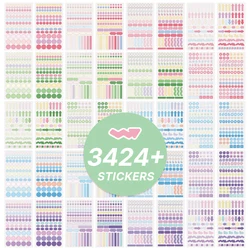 40 sheets Colorful Paper Index Label Stickers 3424+ pcs Planning Stickers Diary Notes Marking Aesthetic Creative Stickers