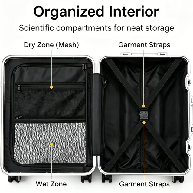 BunyFly Aluminum Frame Boarding Laptop Trolley Case 20 Inch Front Opening  Suitcase Cabin Luggage Bag 3