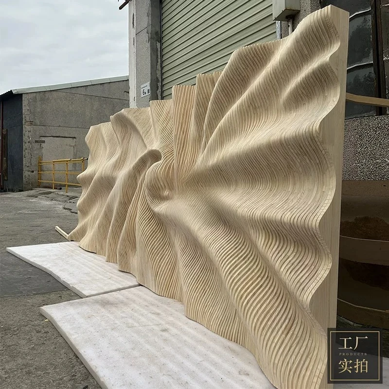 High sense large three-dimensional wood carving decorative painting shopping mall aisle corridor hanging