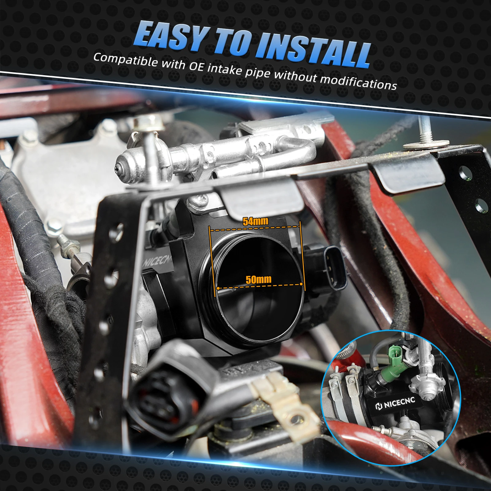 ヤマハ ラプター 700 ATV スロットルボディキット 直径50mm ラプター700R YFM700R YFM700用 軽量6061-T6アルミニウム