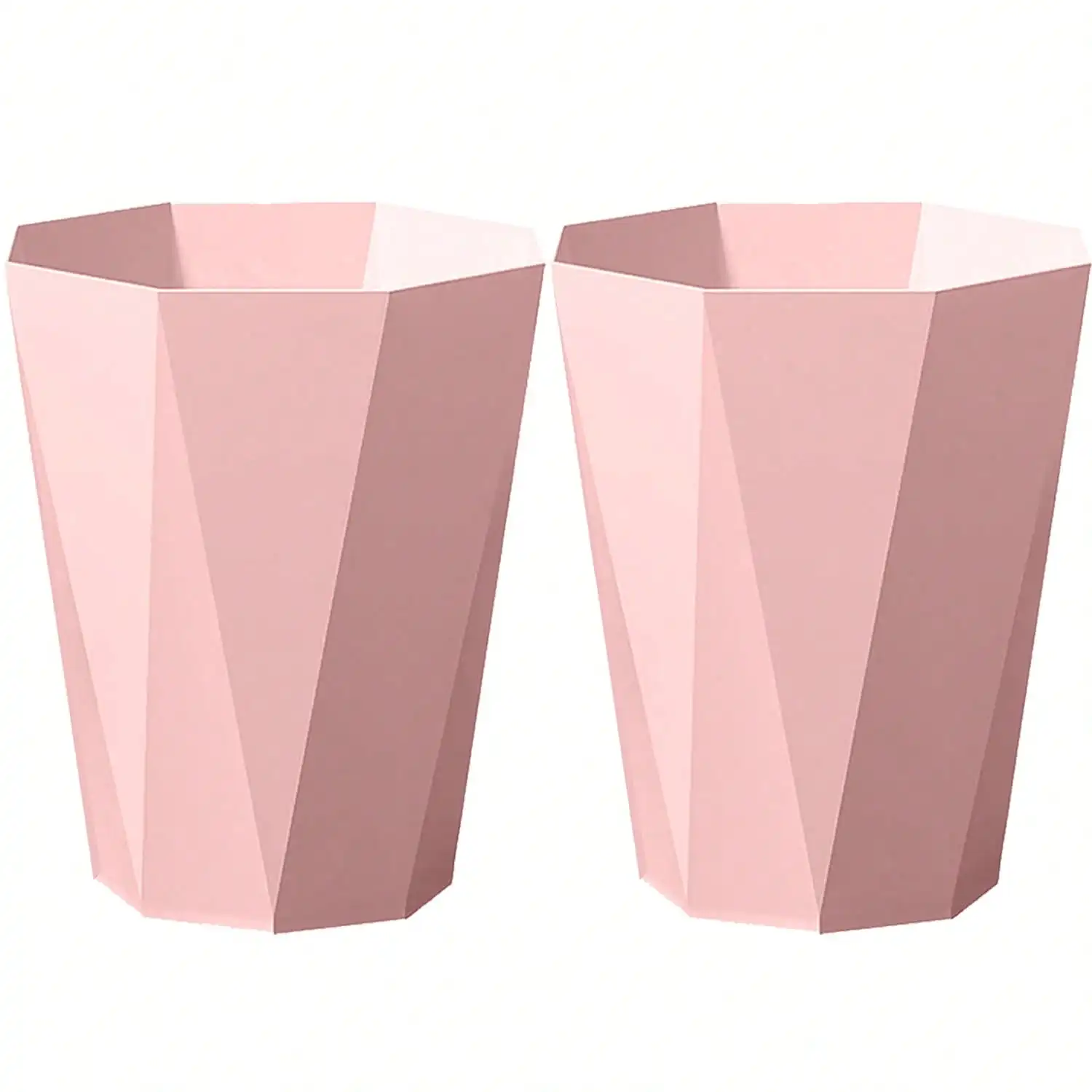 2-Pack Nordic-Style Octagonal Trash Bin, Geometric Plastic Waste Basket With Frosted Finish, Open-Top Small Trash Can, Suitable For Home, Office, Bathroom, Kitchen, And Bedroom SH260608142094457651851