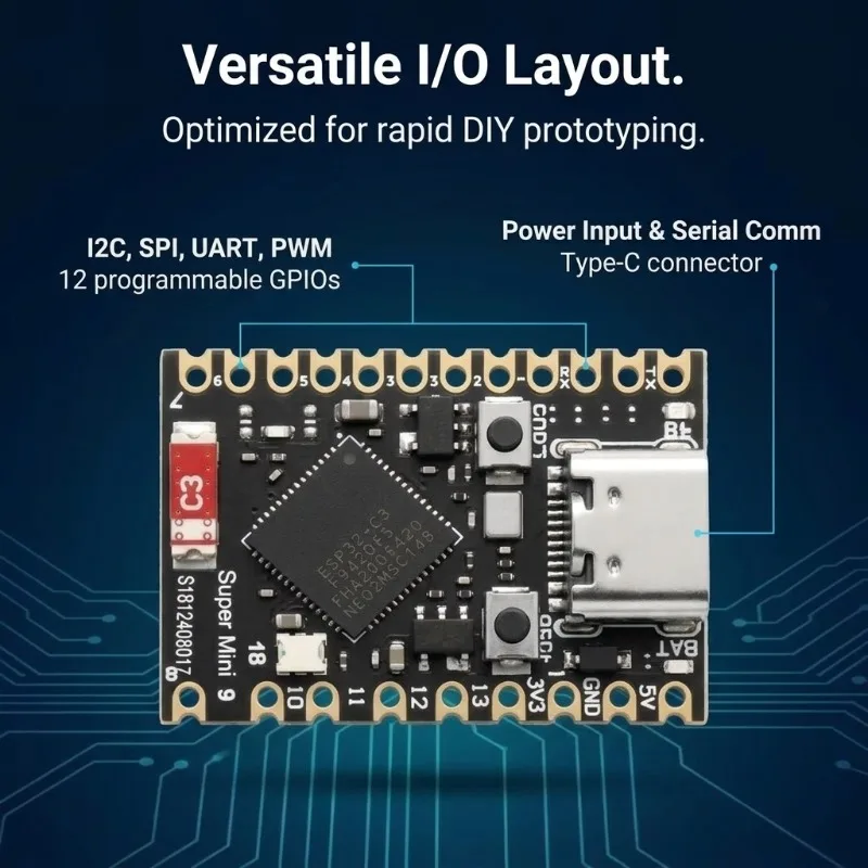 IoT Project ESP32-C3 RISC-V Mini Core Board WiFi & Bluetooth Wireless Module Type-C Dev Board for Electronic DIY Programming