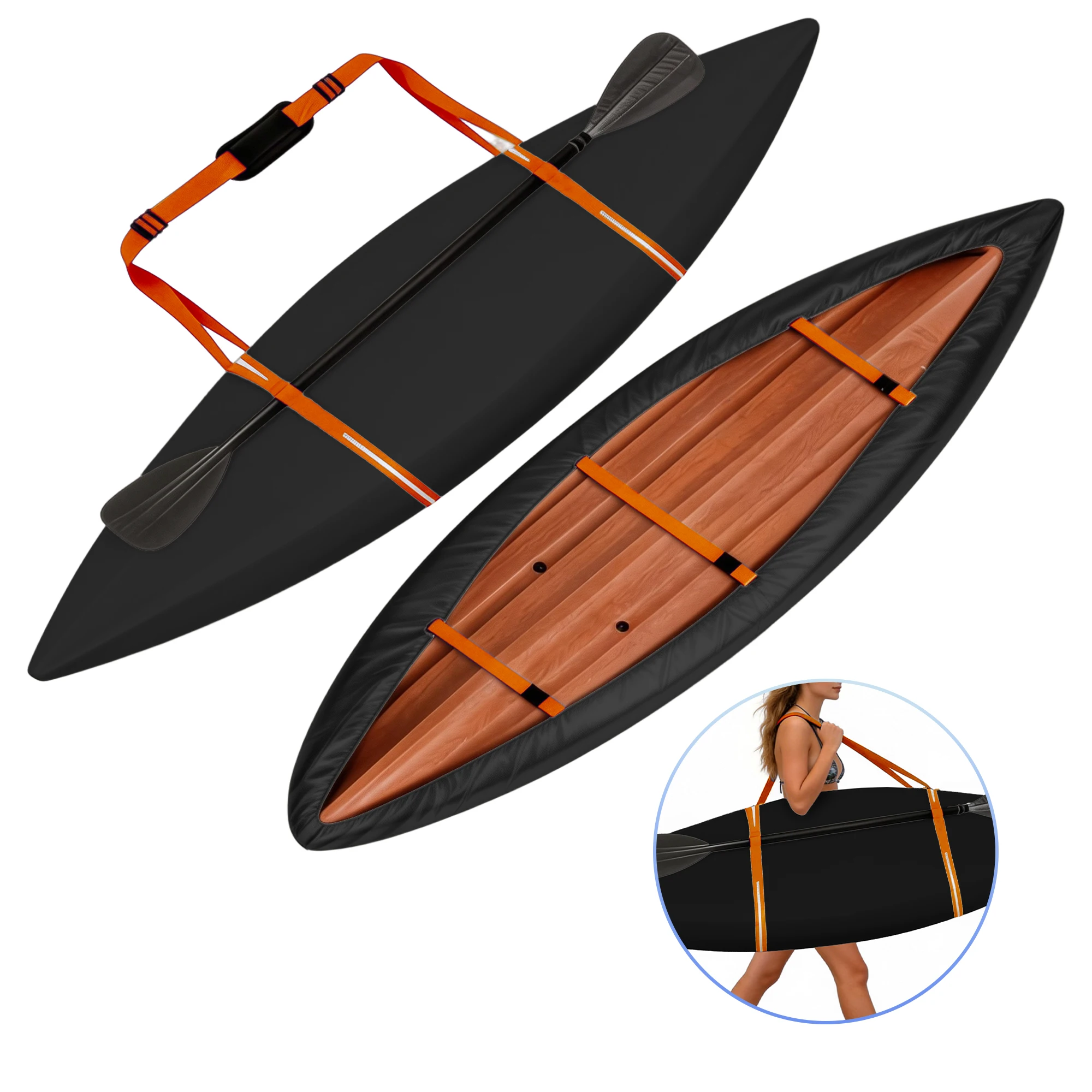 

Universal Kayak Cover Canoe Boat Waterproof UV Resistant Dust Storage Cover Shield Kayak Accessories for 9.3ft to13.5ft Canoe