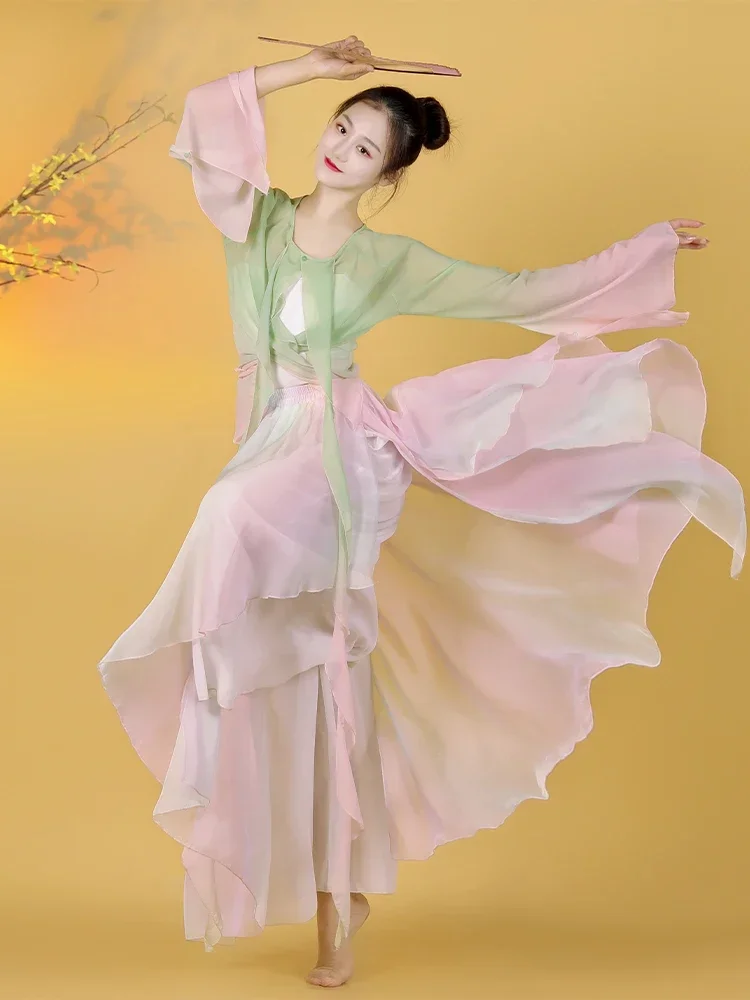 Classical dance clothing women's gauze clothing Chinese dance practice clothing ancient ethnic performance