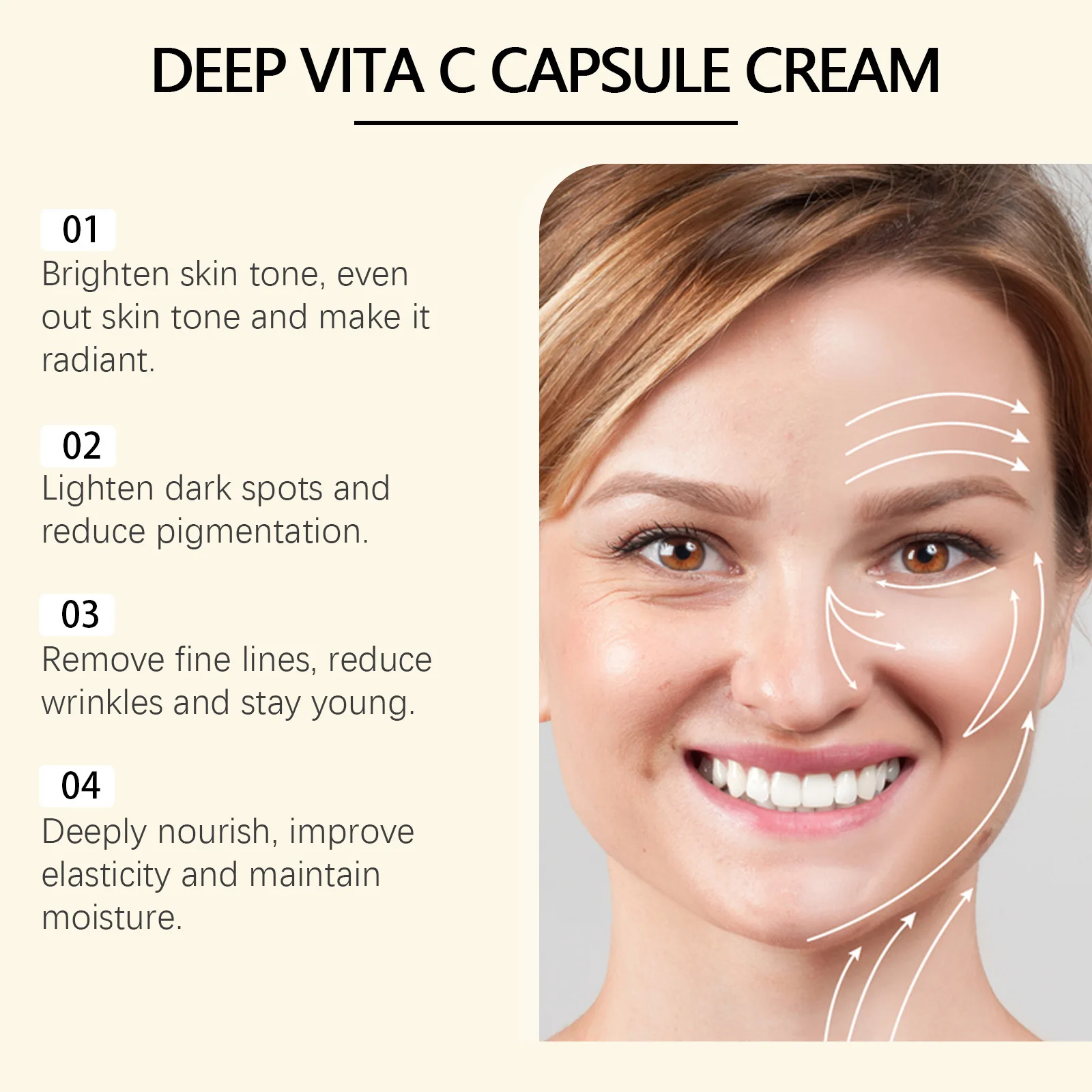 Crema de cápsula dorada de vitamina C, crema hidratante reparadora y aclara las imperfecciones faciales