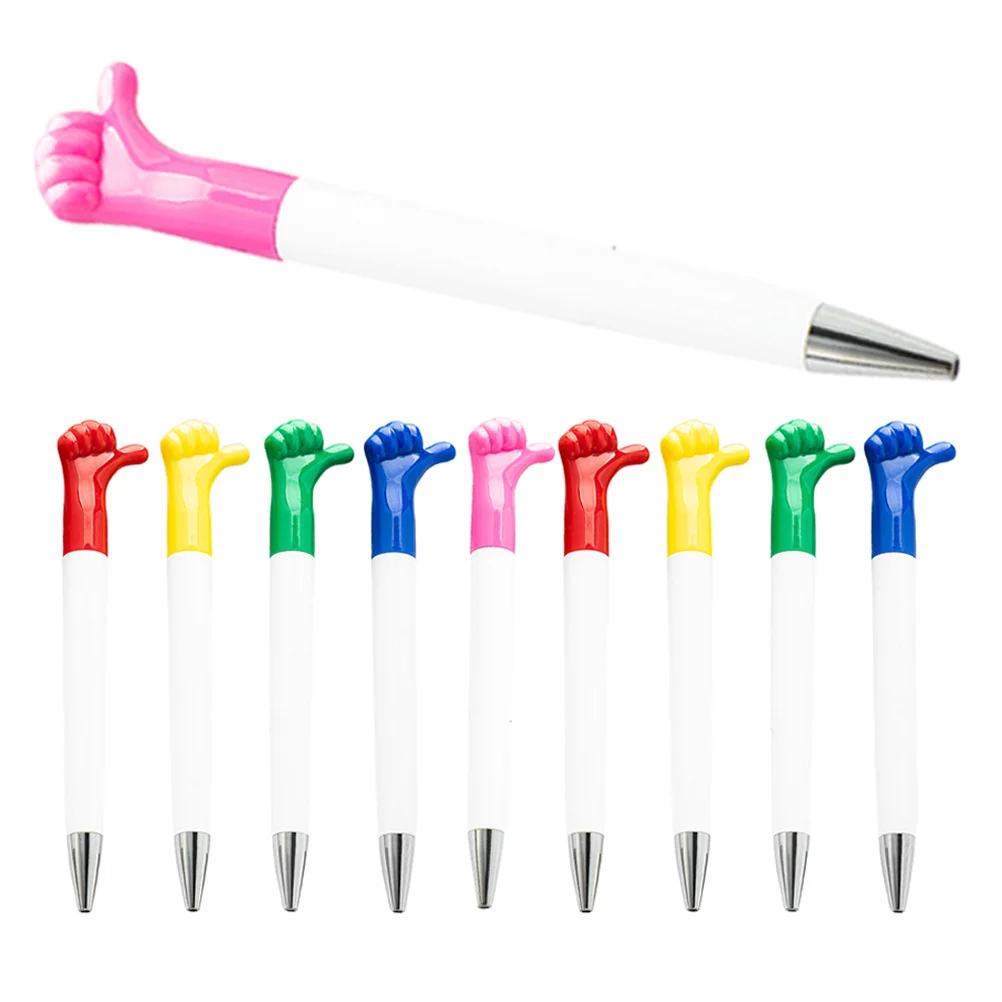 

10pcs Cartoon Gesture Thumb Up Ballpoint Pens Inspirational Quotes Smooth Writing Gel Pens School Tokens Gifts