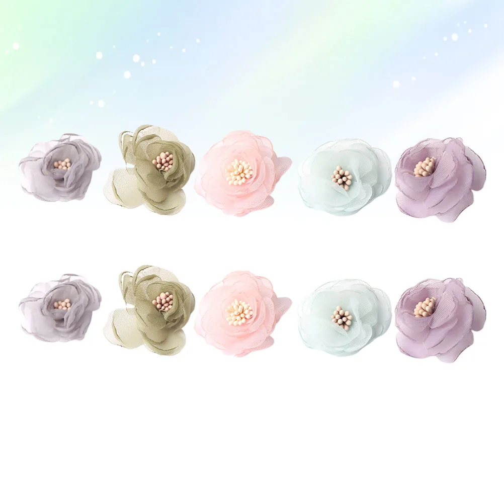

10pcs Cloth Flowers Accessories Sewing Pink Green Blue DIY Chiffon Decoration for Clothes Skirts Dresses Jeans Bags Stage Arts