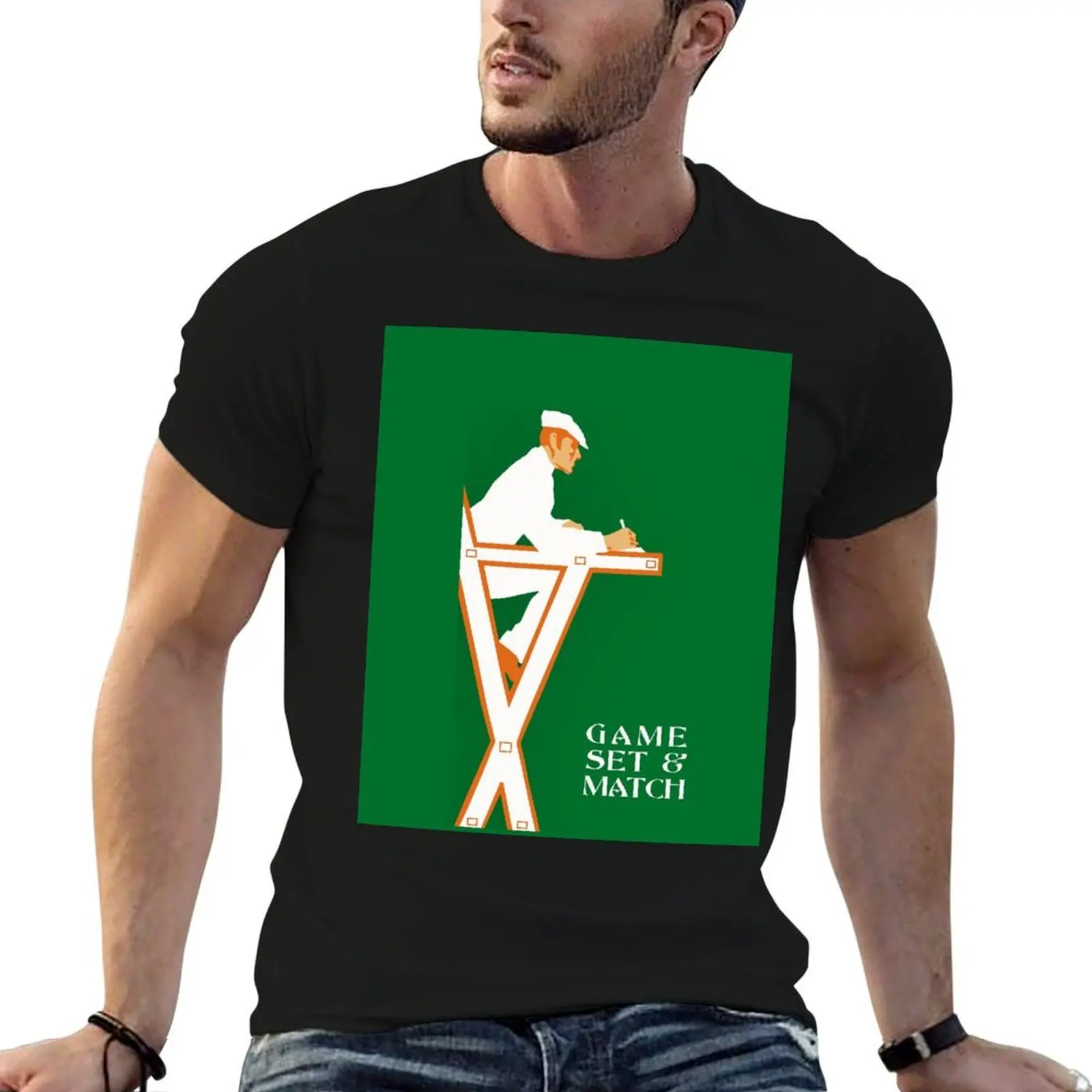 Retro tennis referee, game set and match T-Shirt affliction shirts croswit shirt man t shirts for men pack