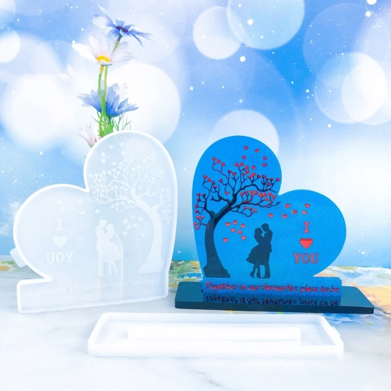 Beautiful Heart Couple shaped Ornament Silicone Mold for Crafting Decorations