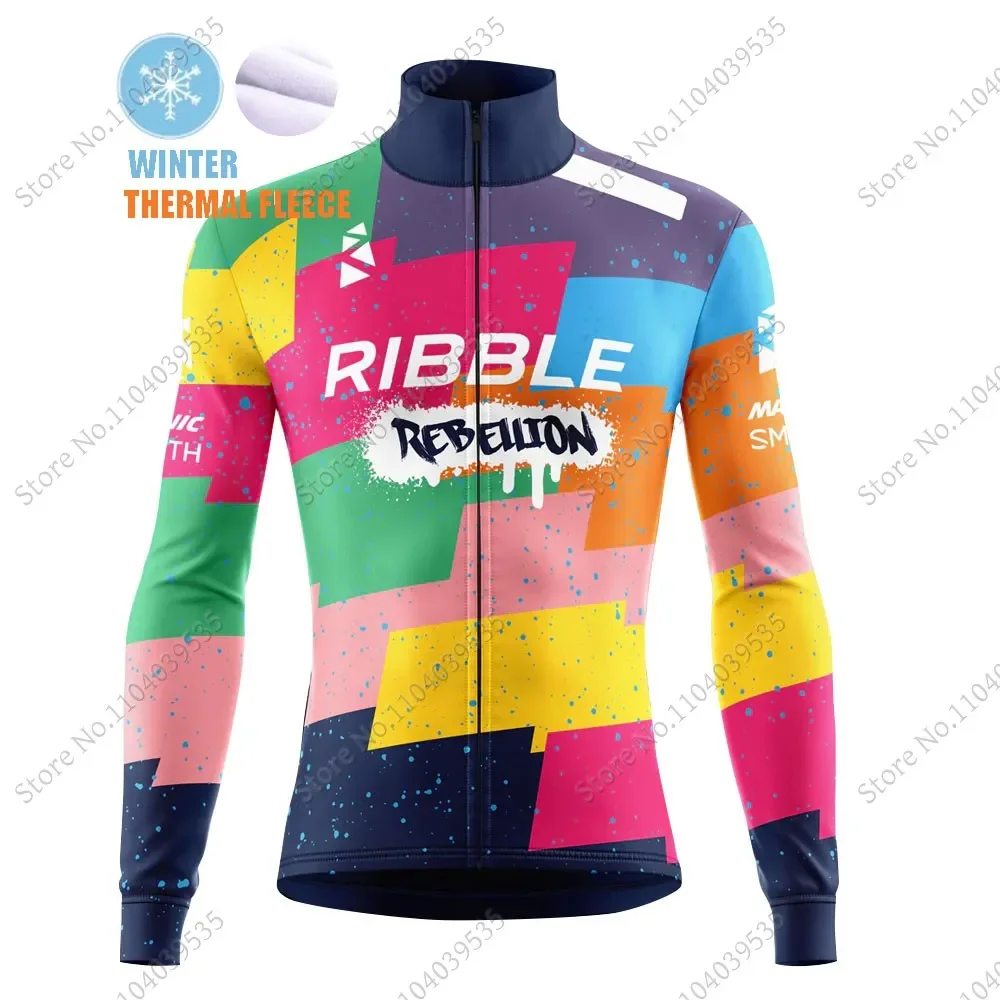 2025 Ribble Rebellion Team Cycling Jersey Set Spain Winter Clothing Suit Mens Long Sleeve MTB Bike Road Pants Bib Ropa Ciclismo