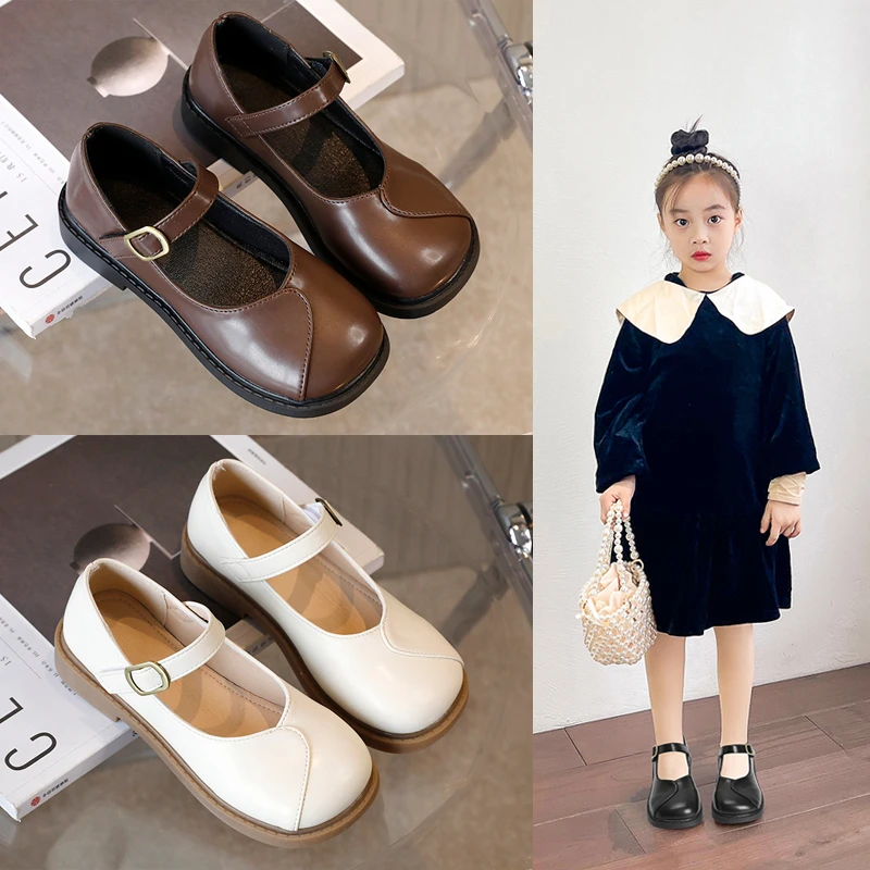 

Новые кожаные туфли принцессы для девочек, классические модные плиссированные детские повседневные туфли на плоской подошве для выступлений, детские модельные туфли для свадебной вечеринки
