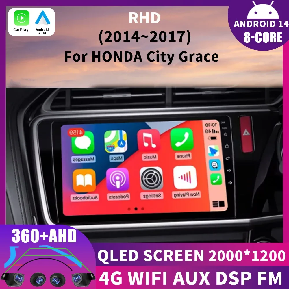 

Fio Car Radio Android 14 For Honda City Grace 1 2014 - 2017 Video Player Navigation Stereo Head Unit GPS No 2din DVD