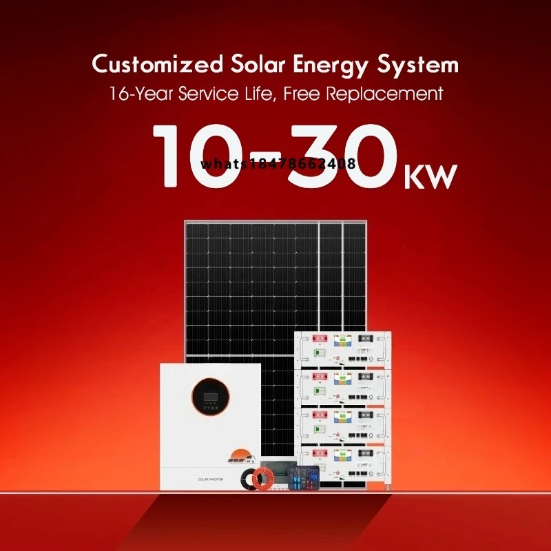 Solar Power Station System 10kW 20kW 30kW Hybrid Inverter With Lithium Ion Batteries Pack Complete Solar Energy System