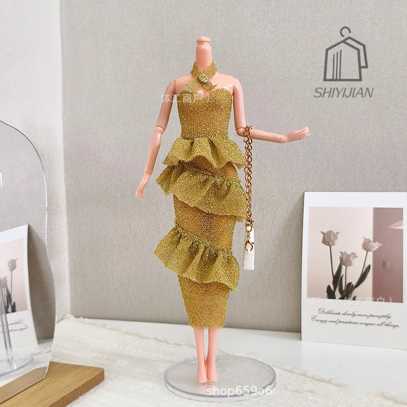 30cm FR Supermodel Doll Clothes Fashion Sweet Glitter Cake Dress1/6 BJD Xinyi PP Princess Doll Elegant Dinner DIY Dress Up