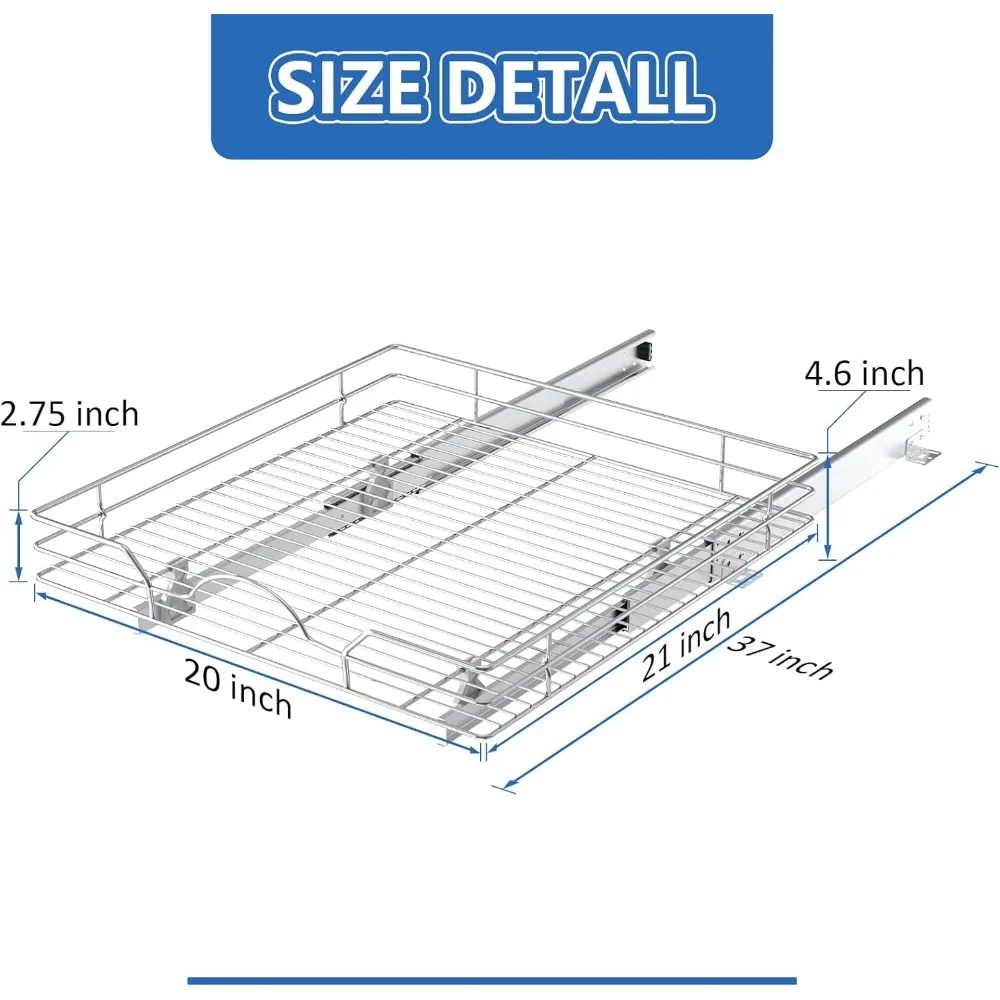 منظم خزانة قابل للسحب - 20 عريض × 21 عميقًا، أرفف منزلق، يناسب فتحة خزانة 21.5، حل تخزين المطبخ #3