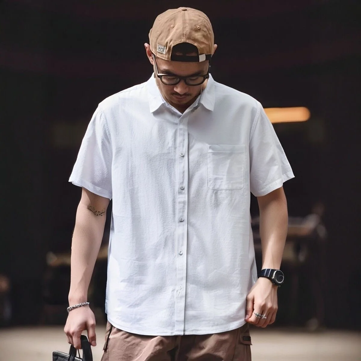 

Lightweight Cotton Linen Men's Shirt Casual Loose Fit Summer Short Sleeve Breathable Comfortable White Shirt Chinese Style