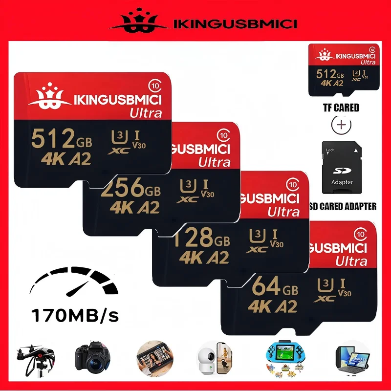 Class 32-64-128-256-512gb Flash Class10 Premium Tf Flash Card Smartphone Durable U3 Quality High Quality Fast Reliable Class 10