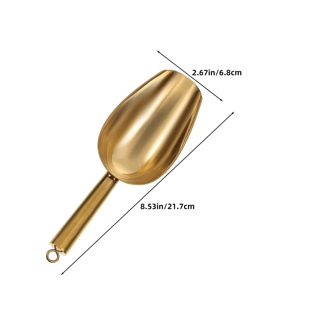 2Pcs Stainless Steel Kitchen Scoop Flat Bottom Design for Ice Sugar Tea Leaves Grains Popcorn Protein Powder Buffet Serving Food