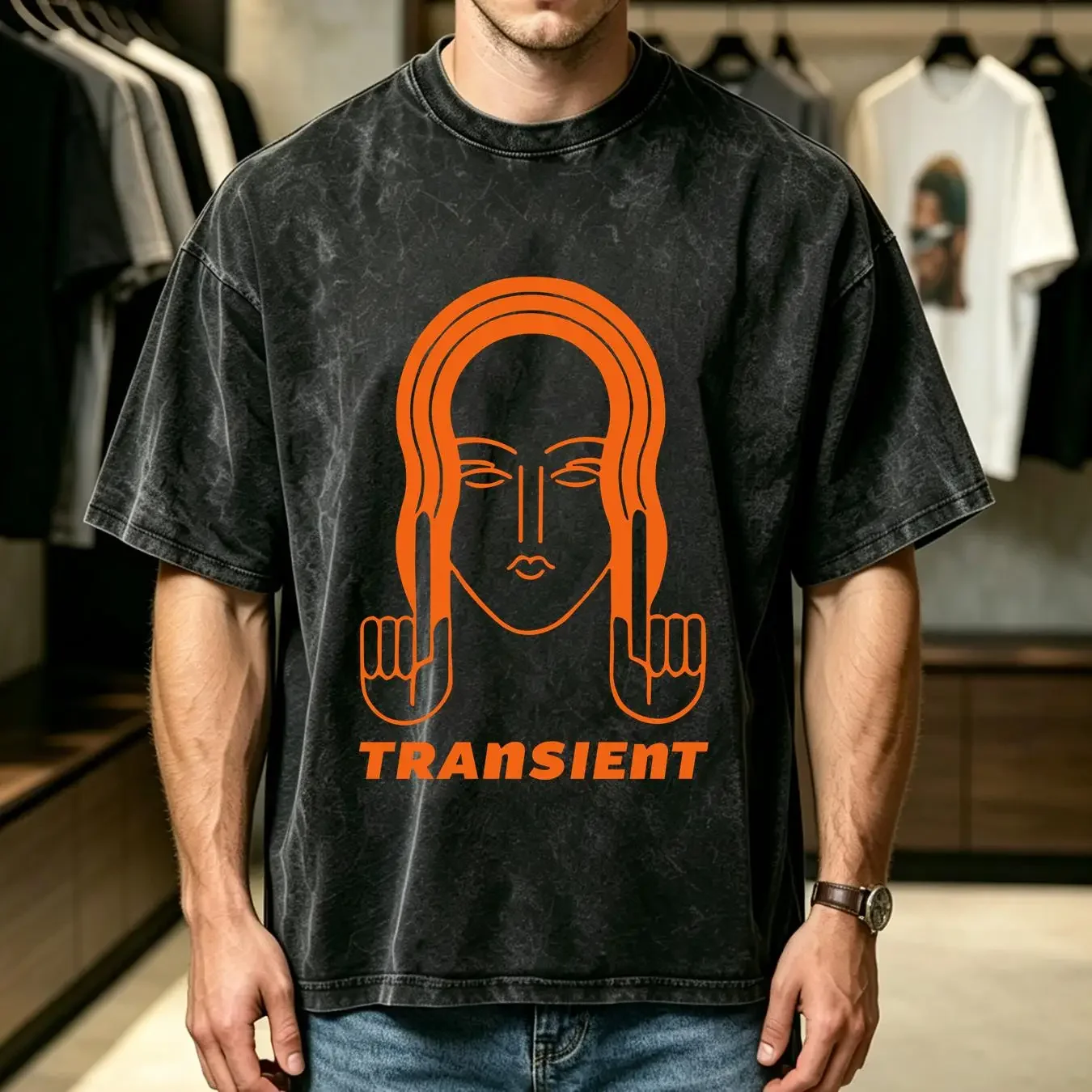 washed T Shirt Mens Cotton Psychedelic Trance Music Transient Records vintage Washed Unisex Comfortable Slightly Stylish