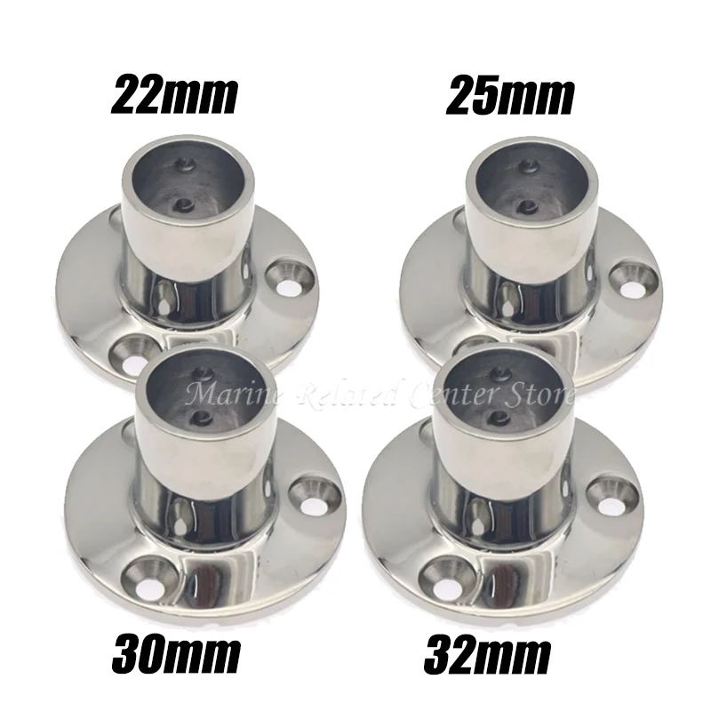 22mm/25mm/30mm/32mm 90 Degree Mount Pipe Stanchion Stainless Steel Boat Handrail Fittings Boat Hand Railing Round Base Tube Pipe