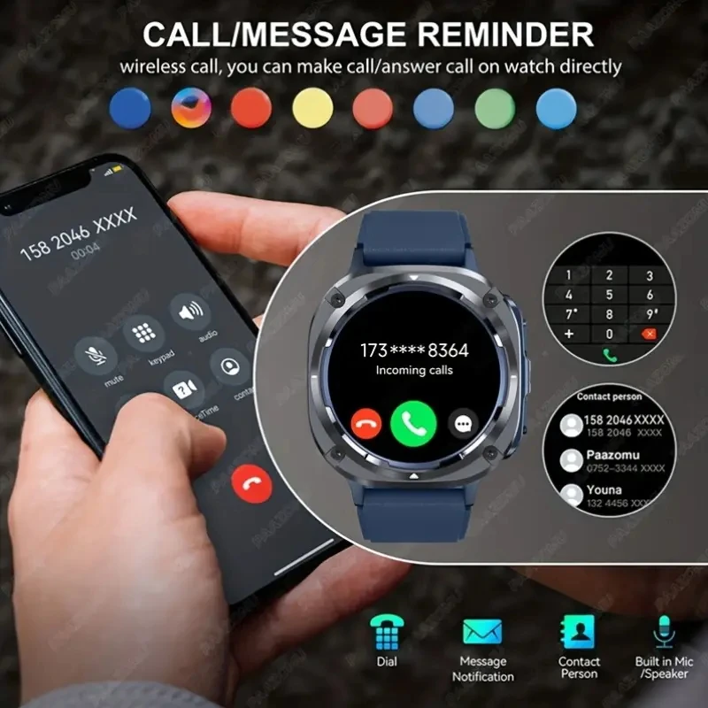 2025 NewPowerfulFlashlightSmartWatch -100+SportsModeFitnessTrackerWirelessCall 430mAhBatteryIPX8WaterproofWirelessAPPSportsTrack - Image 3