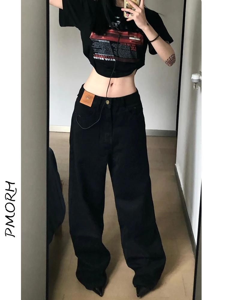 

Джинсы женские с высокой талией, широкими штанинами, свободного кроя, длиной в пол, прямого кроя, стройнящие, скрывающие недостатки, модные