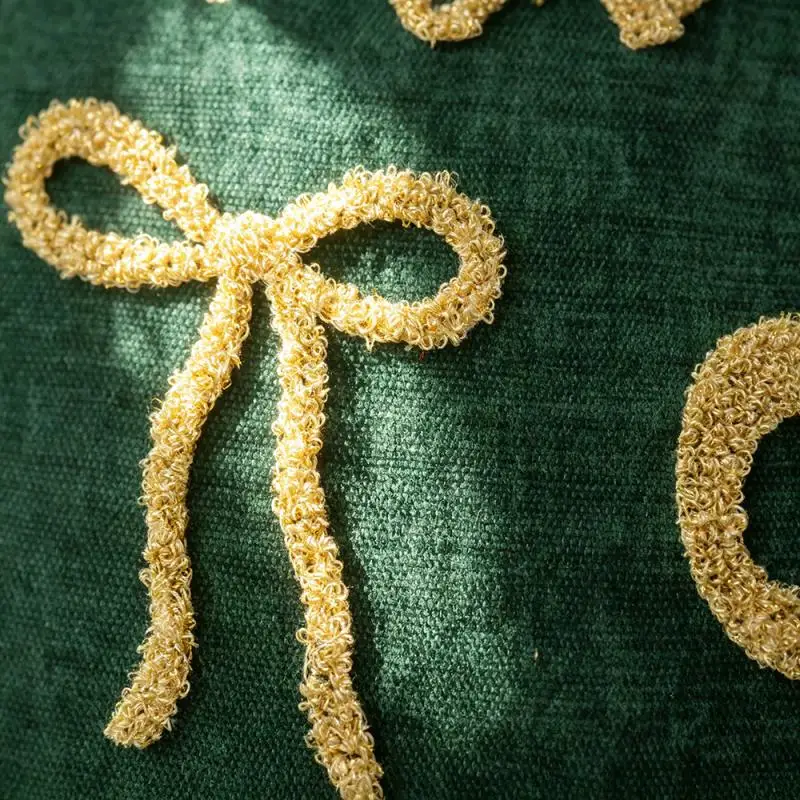 Weihnachtsbaum Bestickter Kissenbezug Cojines Grüner Plüsch Festliche Dekoration Sofa Kissenbezug Deko Heim – Detail 13