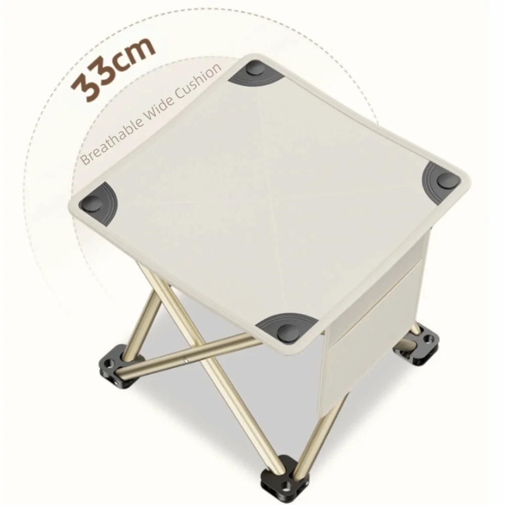 Large Size Folding Camping Stool Ultralight Side Pocket Portable Stool with Carrying Bag High Load Bearing Camping Seat Outdoor