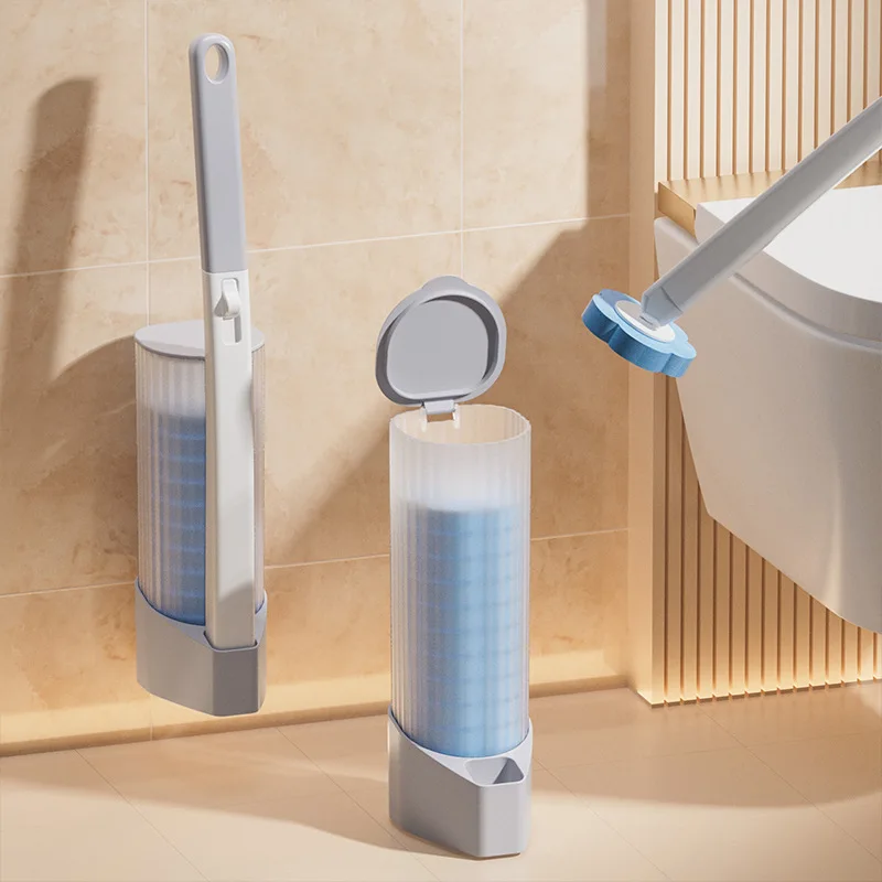 

Disposable toilet brush set Wall-mounted without dead ends Toilet cleaning brush replacement head household free