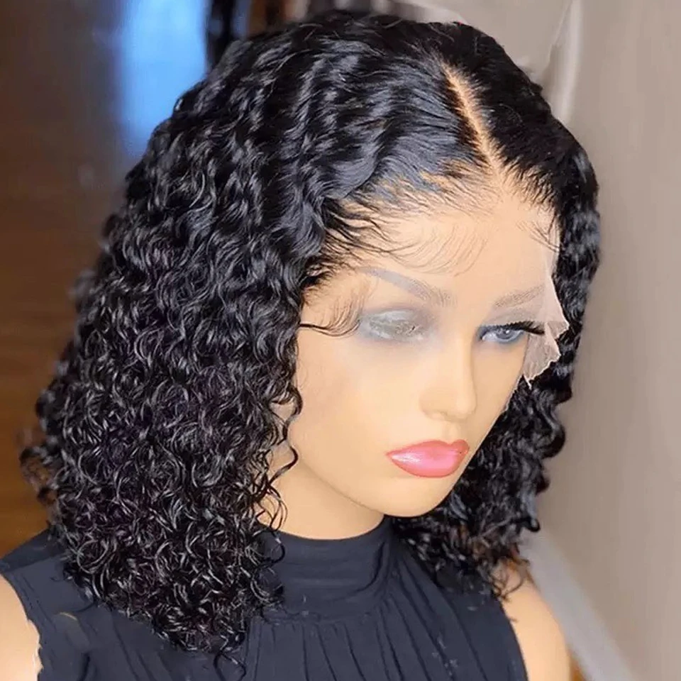 

Предварительно нарезанные парики-боб без клея с эффектом водной волны 13x6, кудрявые парики без клея 7x5, готовые к носке, из натуральных волос, с кружевным фронтом, для женщин, с предварительно выщипанными прядями