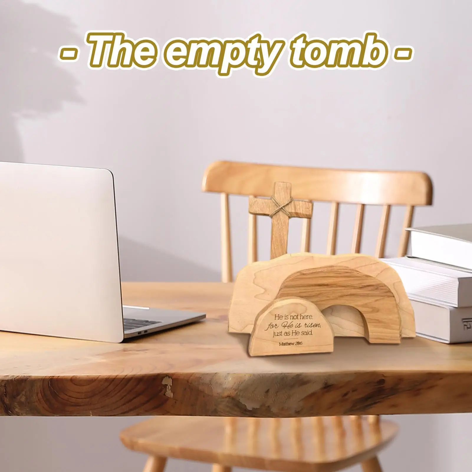 Empty Tomb Easter Decoration Wooden Tiered Resurrection Scene Tray Kit Handcrafted Jesus Nativity Sign Religious Christian Table